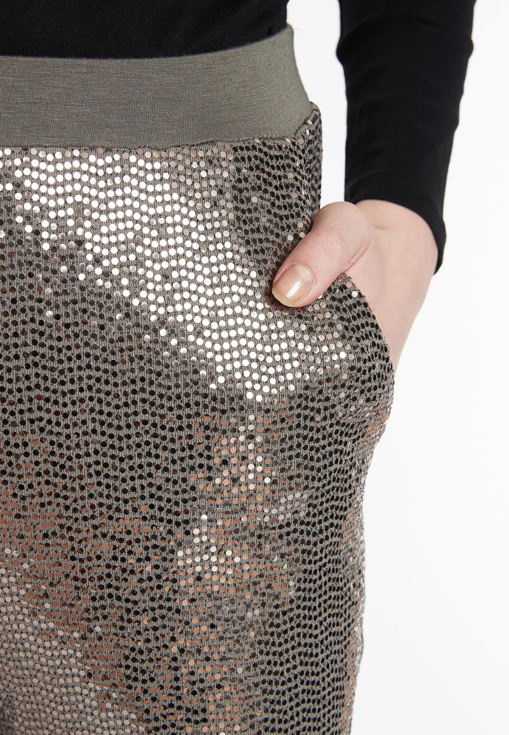 Ana Alcazar Saguna pantaloni paillettes argento dritti