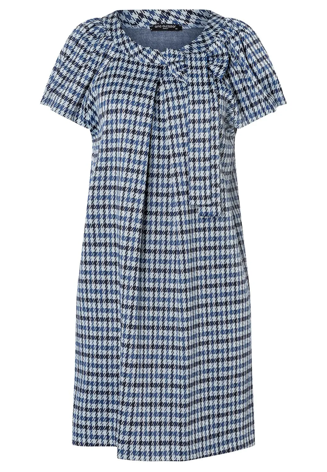 Ana Alcazar Asena mini abito pied-de-poule blu fiocco