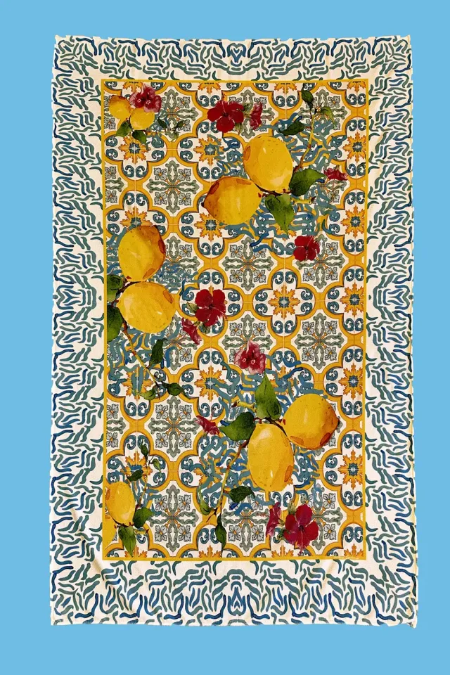 Antica Sartoria DW018 telo mare giallo agrumi poliestere