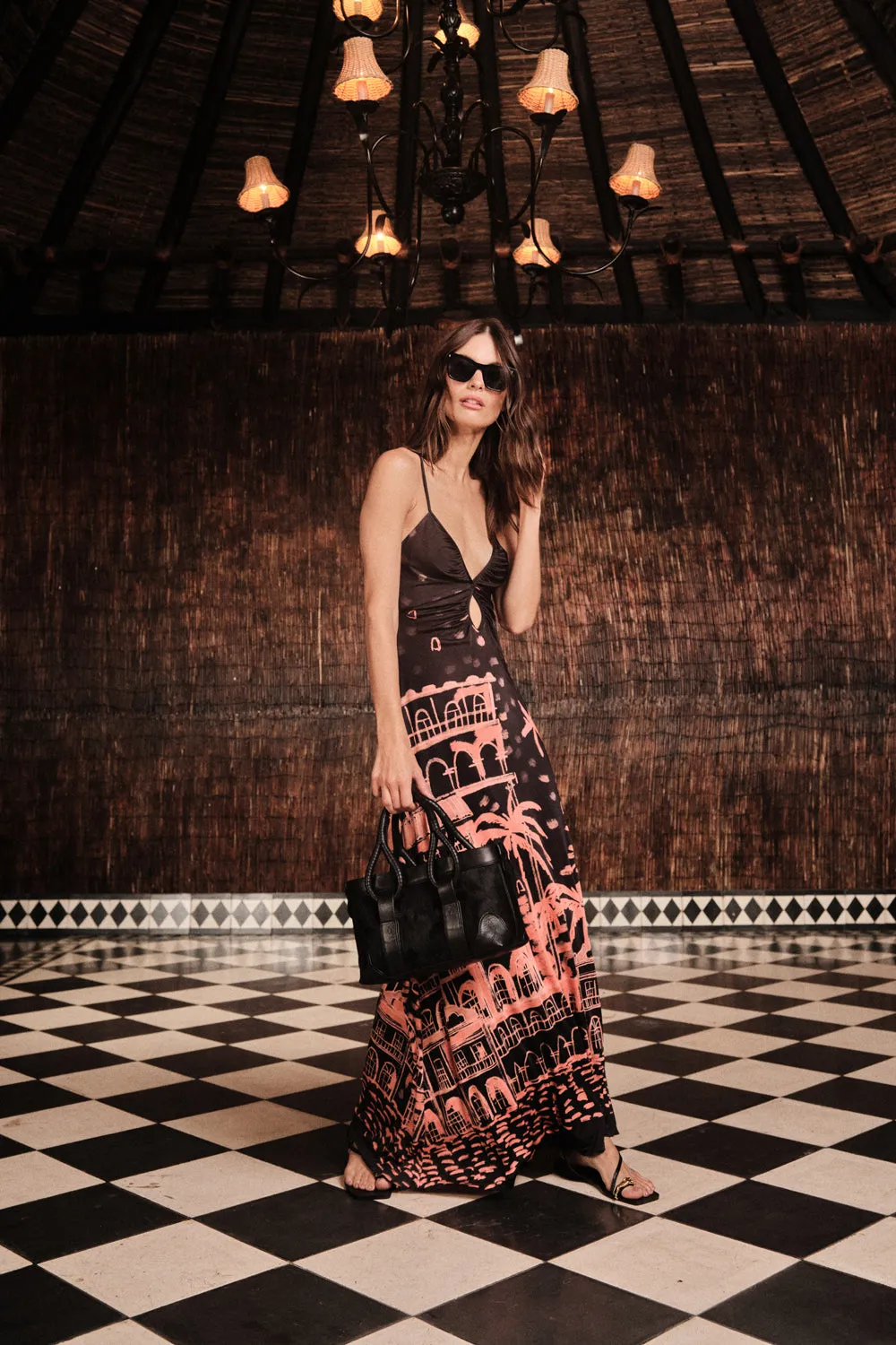 Johanna Ortiz Nuestra Tierra abito midi nero jersey