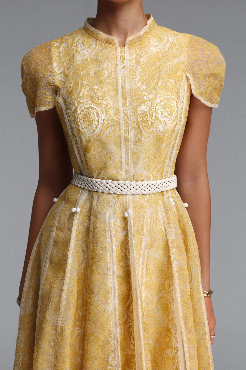 Bella Barnett Rosita abito maxi giallo paisley
