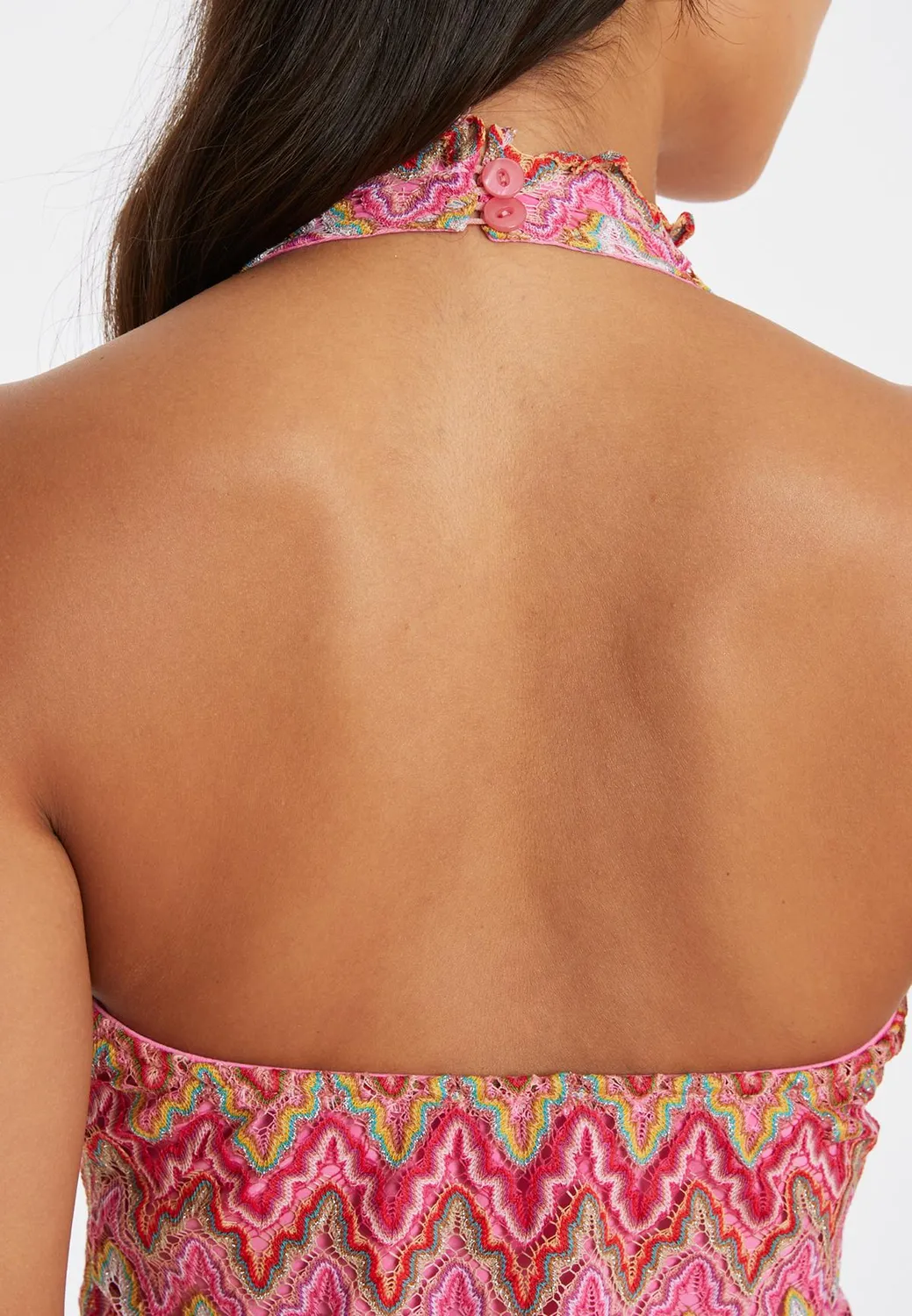 Ana Alcazar Piali top halter rosa ajour