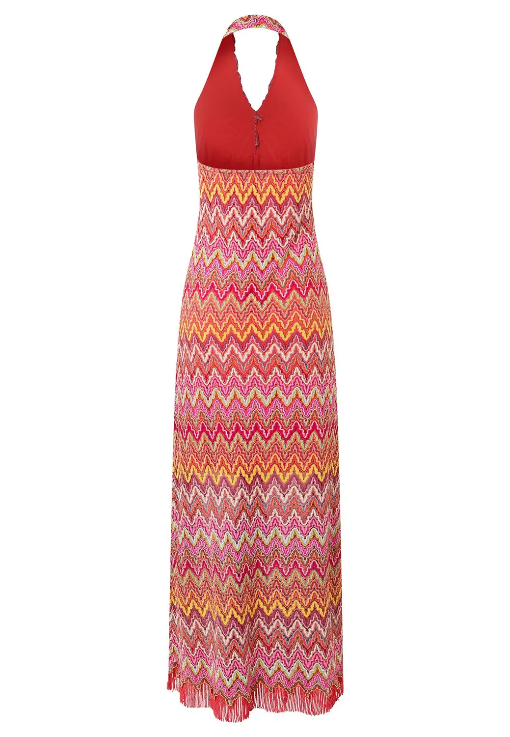 Ana Alcazar Polora abito lungo maxi rosa scollo halter