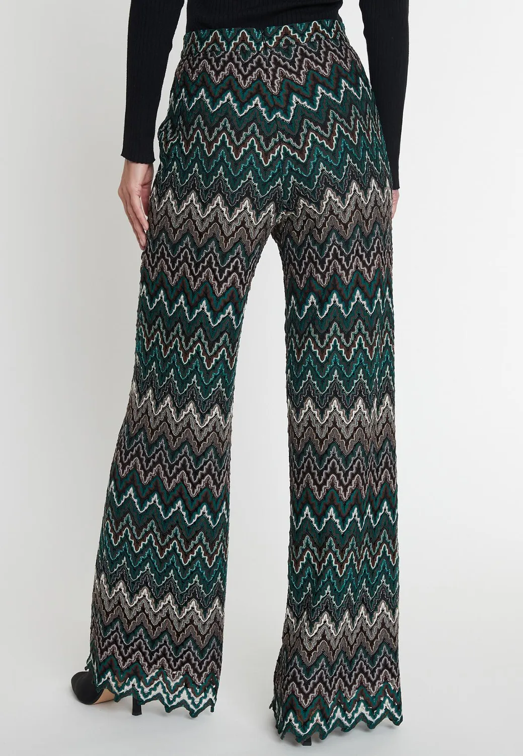 Ana Alcazar Mafene pantaloni maglia traforata gamba larga