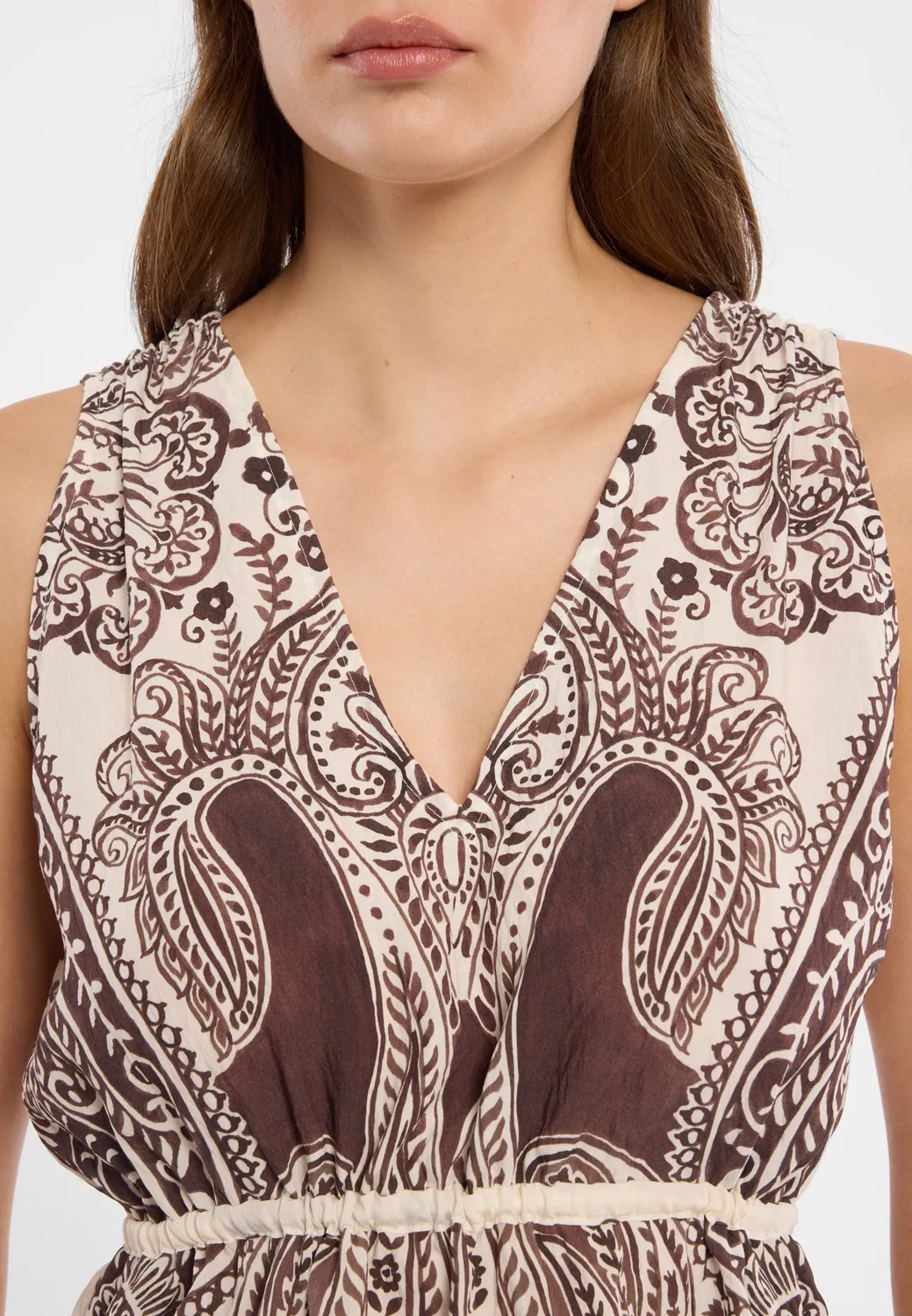 Ana Alcazar Dorella top scollo V paisley marrone