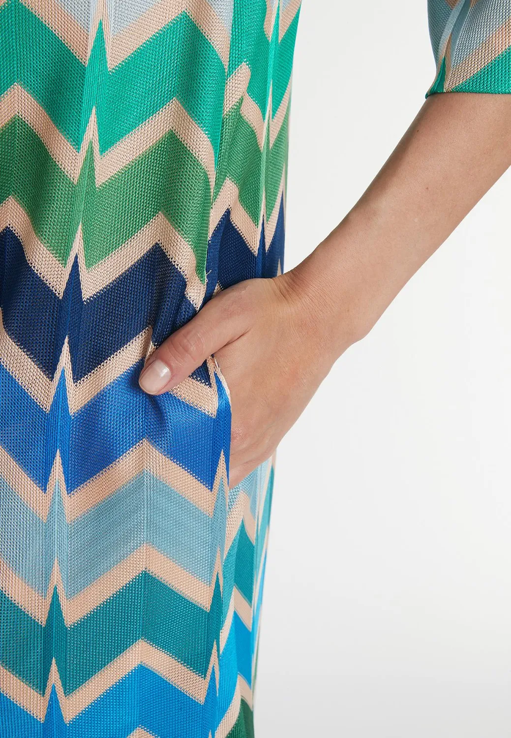 Ana Alcazar Pocana chemisier midi zigzag verde blu