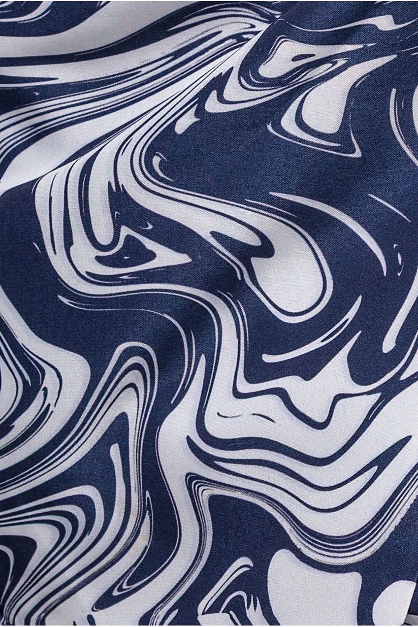 Goddiva gonna wrap midi blu navy stampata
