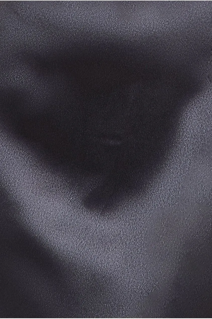 Goddiva Cowl Bardot abito maxi raso nero DR4010
