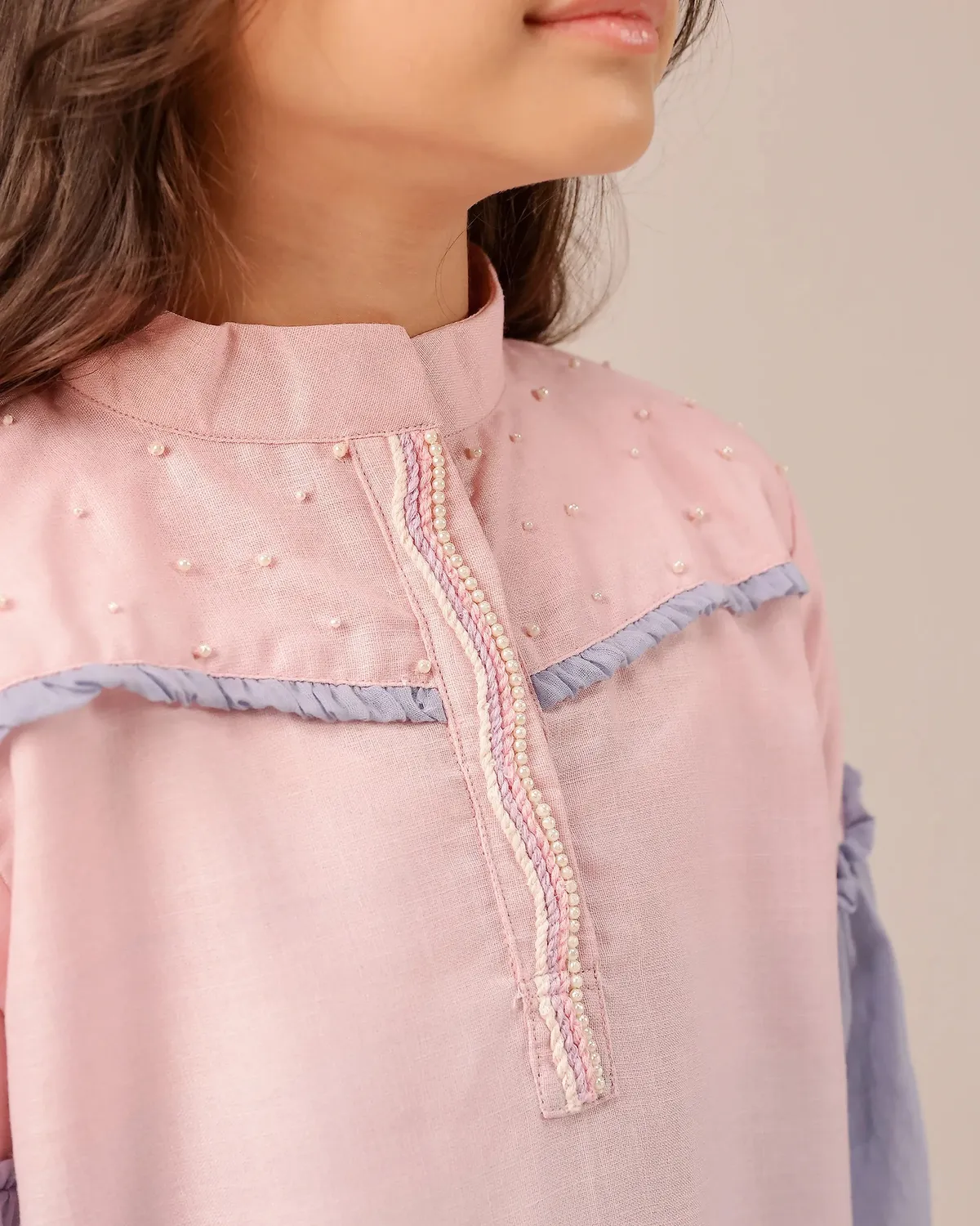 Our Dve Palm Whisper Dress vestito rosa-blu bambina