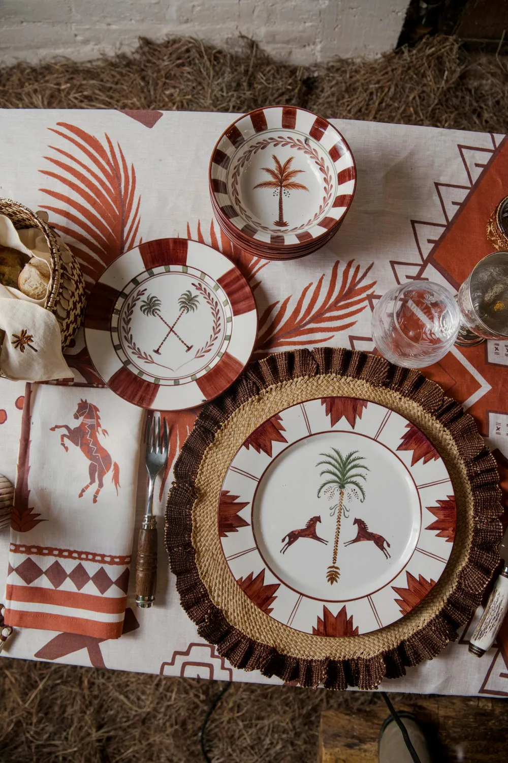 Johanna Ortiz Orpua tovagliette rotonde iraca set 2 mocca