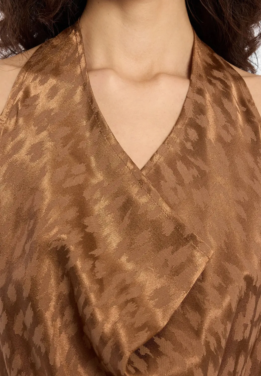 Ana Alcazar Dasha abito midi halterneck marrone