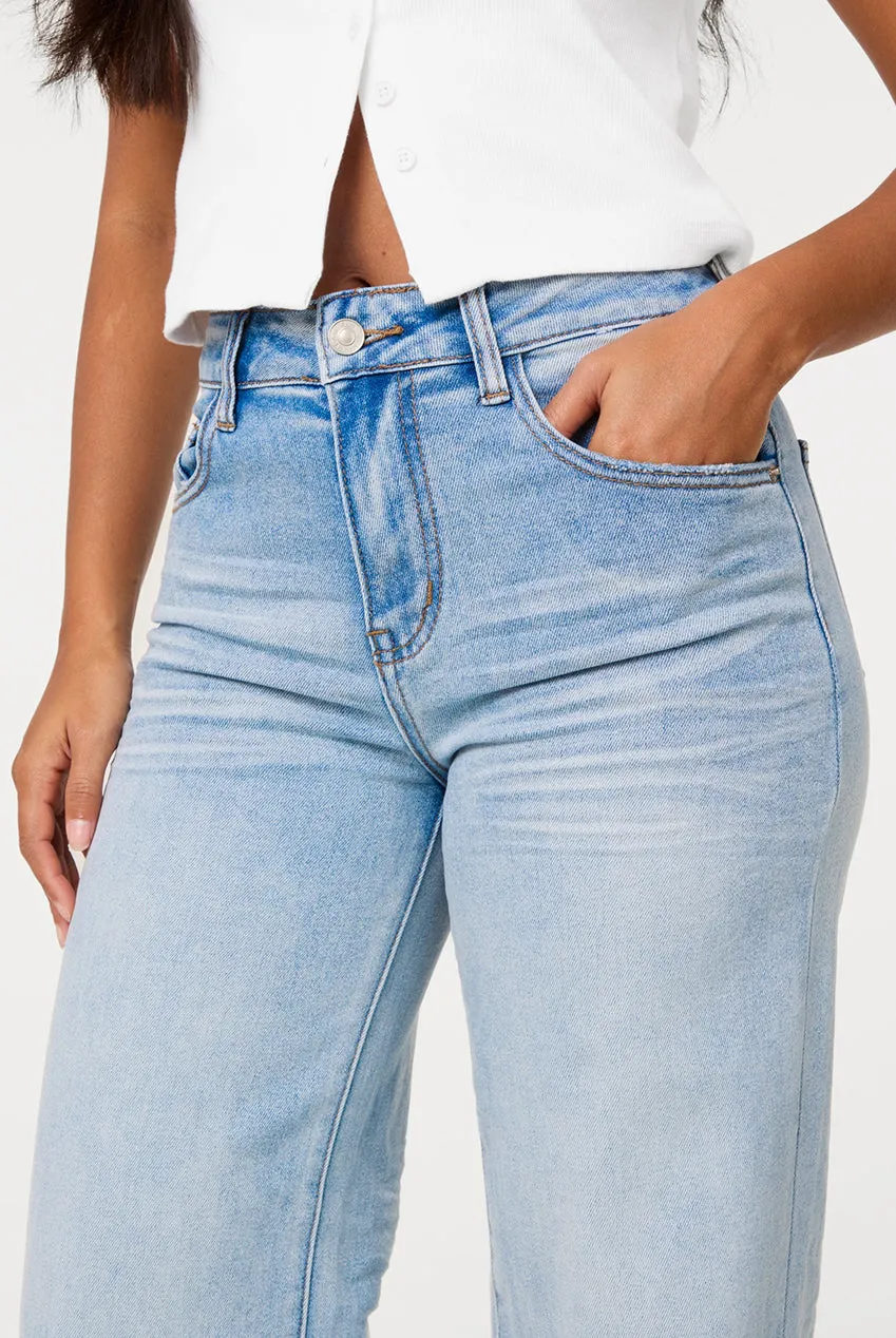 Pink Vanilla Whisker jeans wide leg denim blu