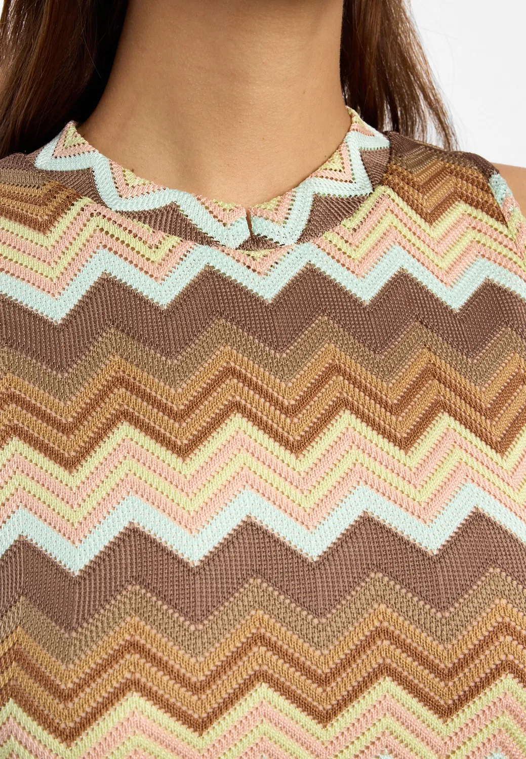 Ana Alcazar Disan abito tubino maglia beige zigzag