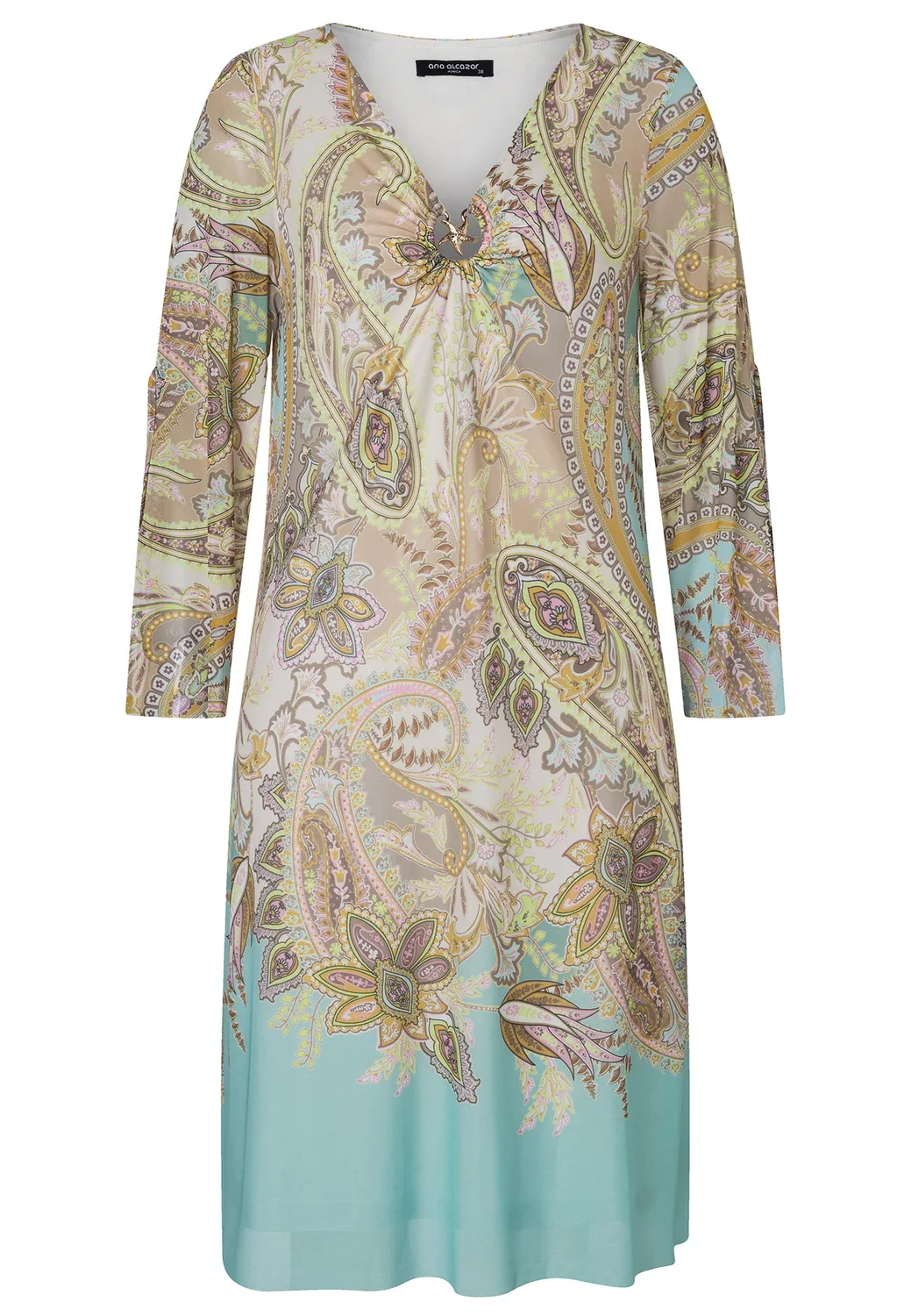 Ana Alcazar Denia abito tunica paisley turchese