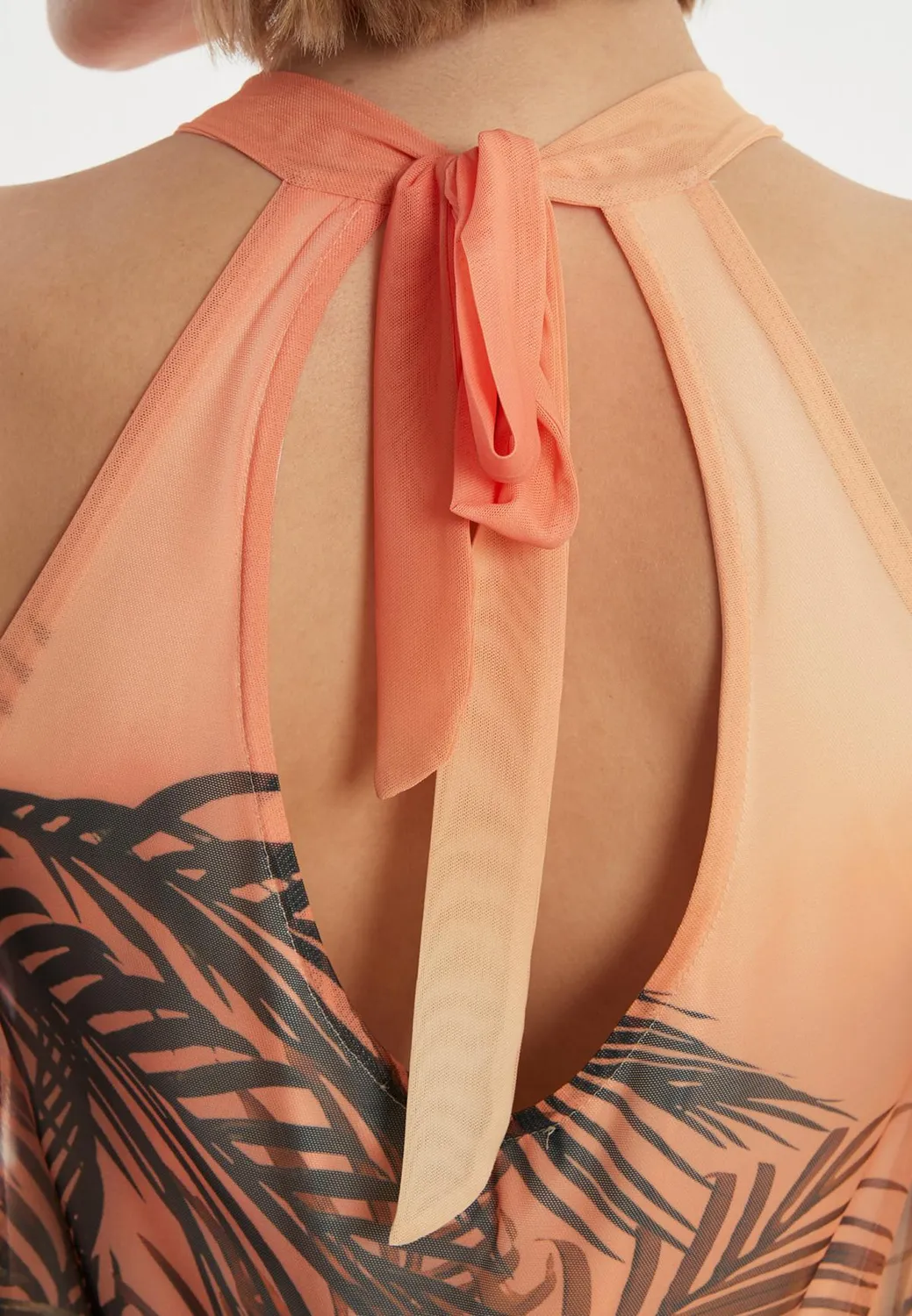 Ana Alcazar Zilana abito maxi halter arancione