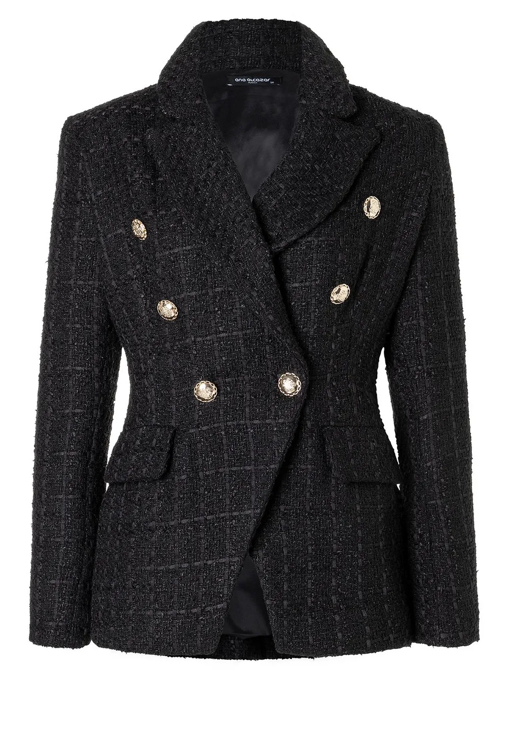 Ana Alcazar Abela blazer bouclé nero doppiopetto