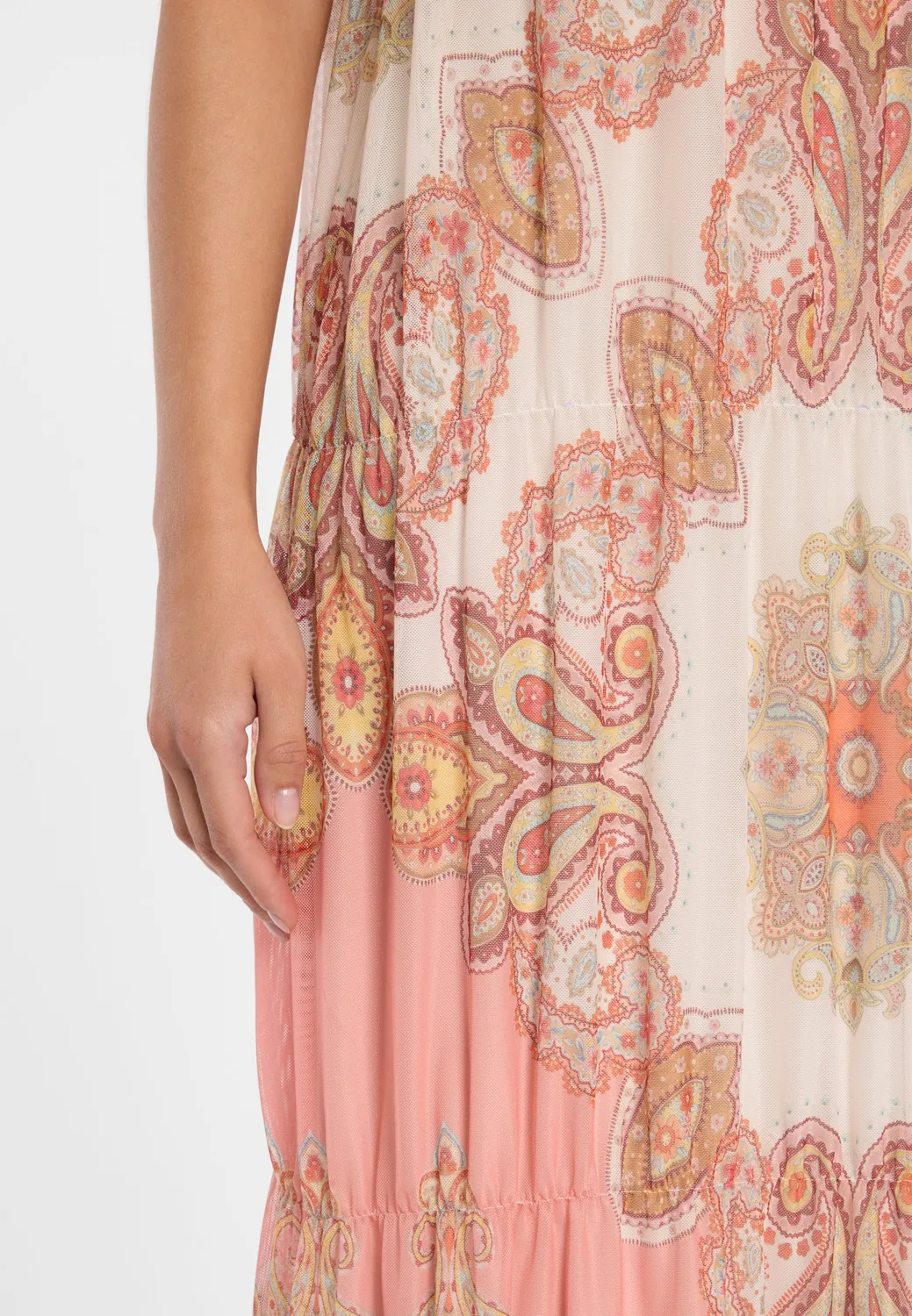 Ana Alcazar Dorivar abito lungo paisley pastello