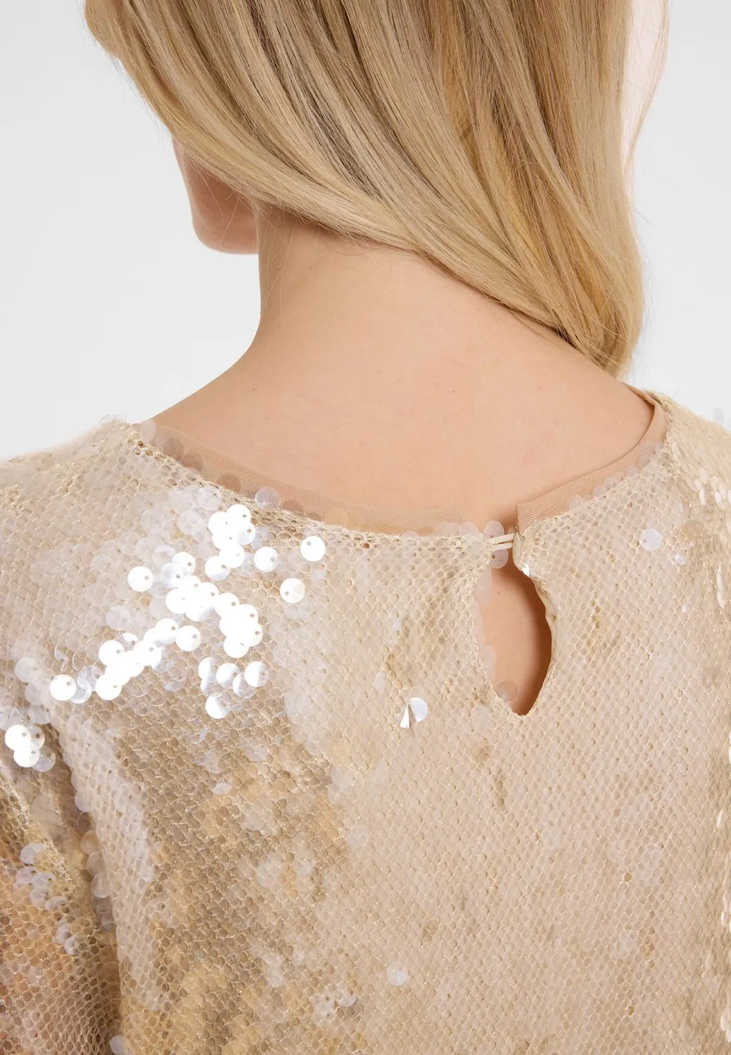 Ana Alcazar Abdea abito paillettes champagne A-line