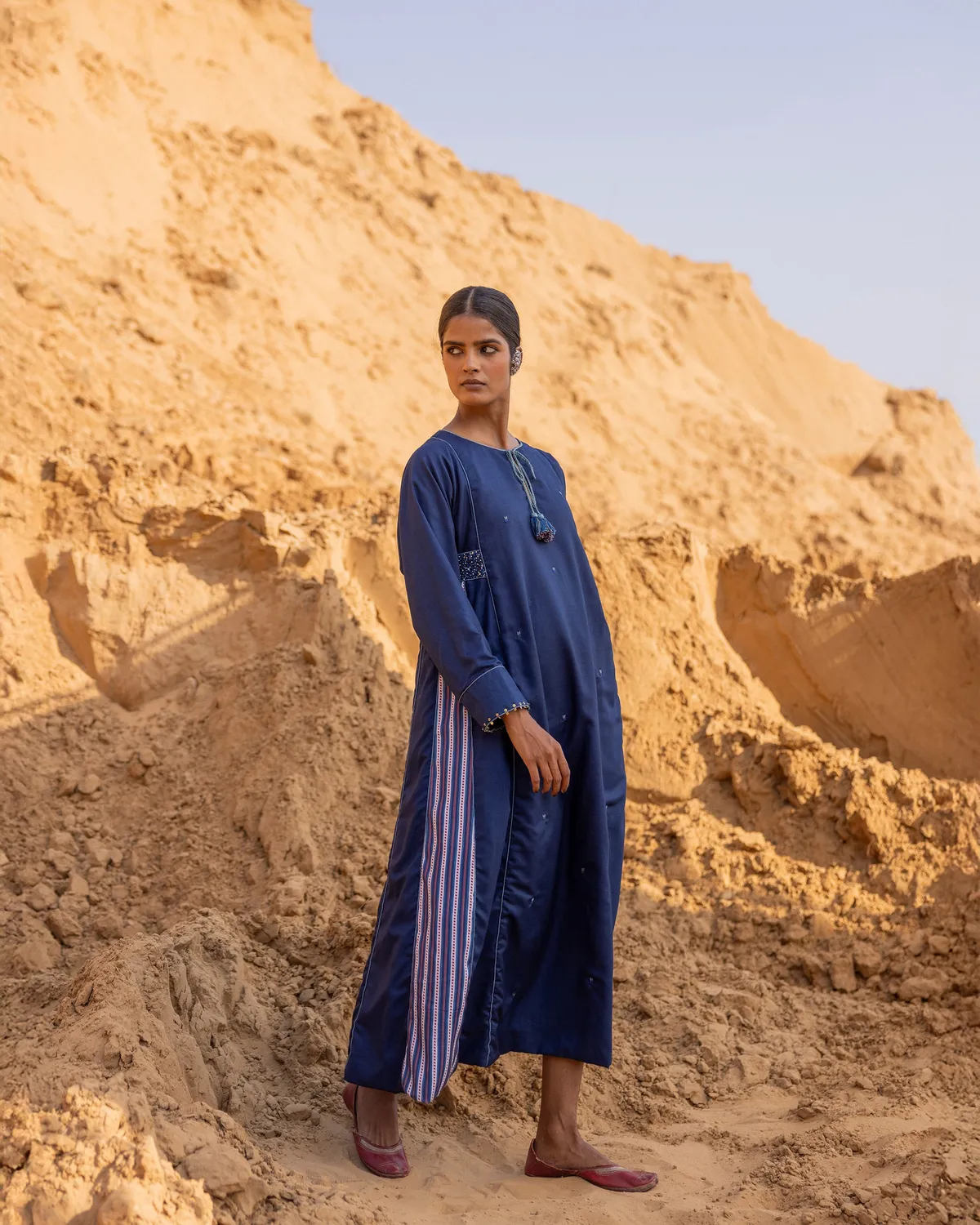 Our Dve Oraan Dress abito blu indaco seta