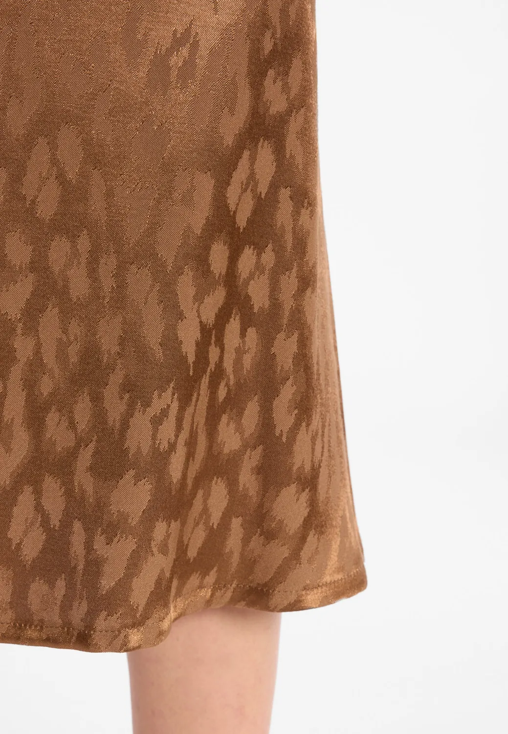 Ana Alcazar Dosia gonna satin midi animalier oro