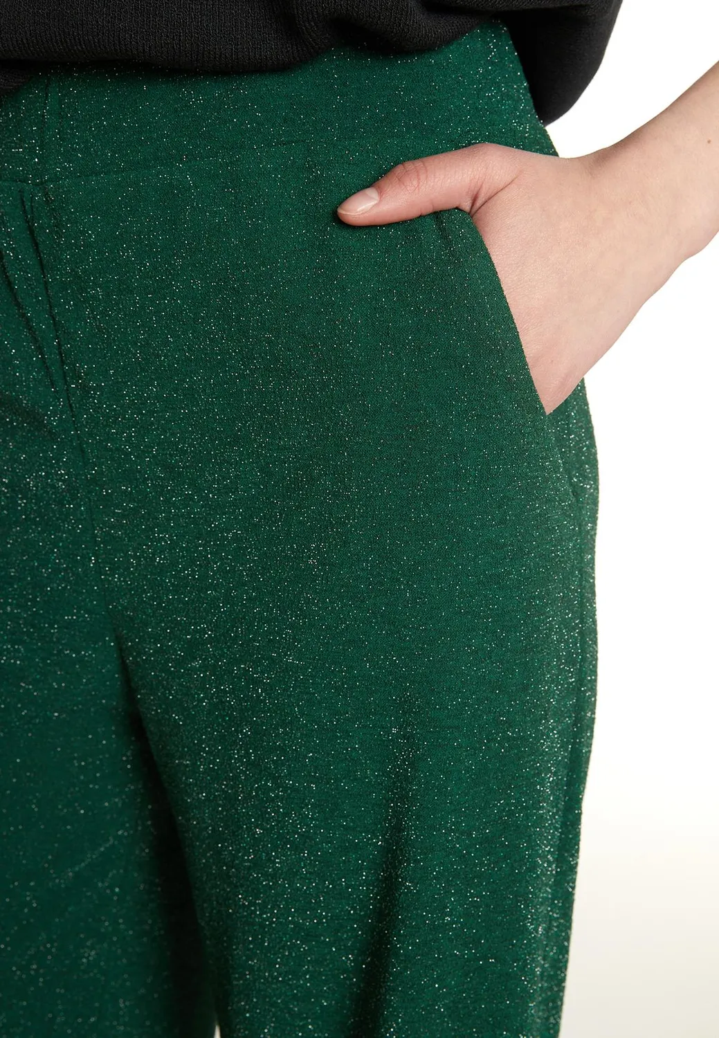 Ana Alcazar Ontea pantaloni palazzo verdi lurex