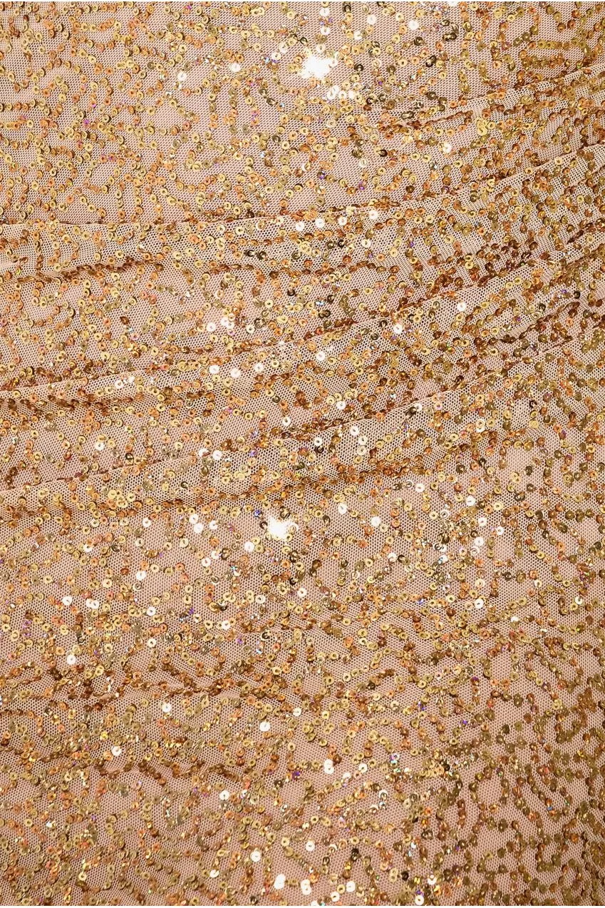 Goddiva Sequin Cowl Abito Maxi Oro con Paillettes
