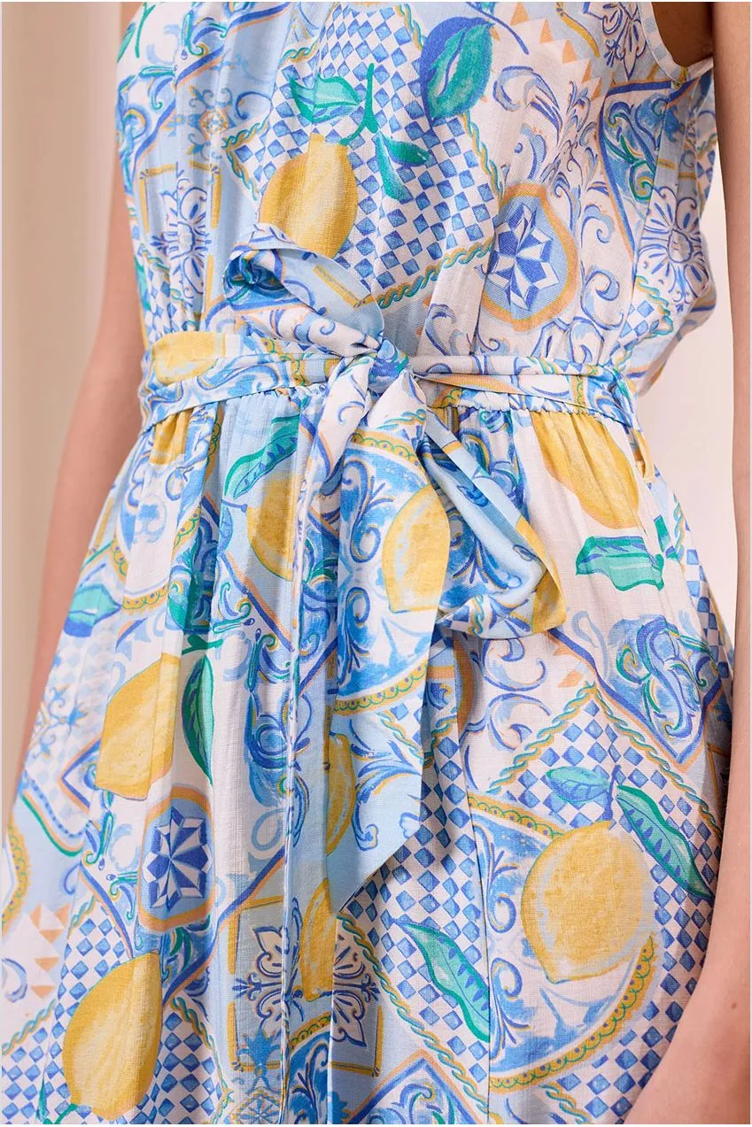 Angeleye Halterneck abito maxi blu limoni