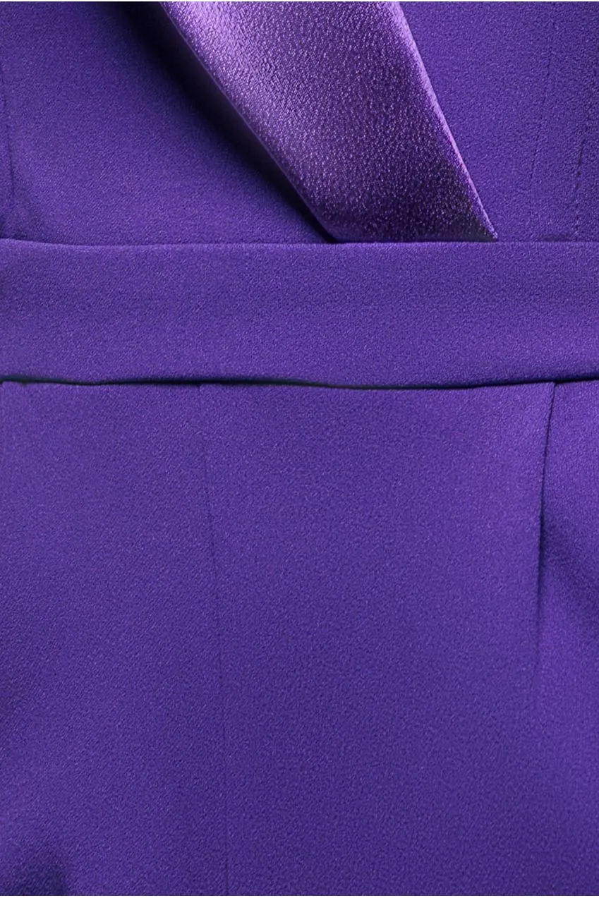 Goddiva Satin Collar Scuba tuta viola scuba elasticizzata