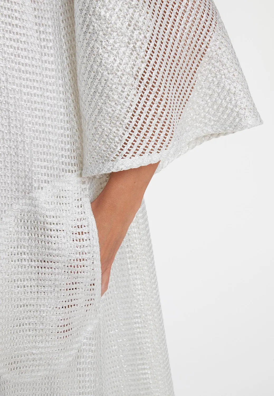 Ana Alcazar Wahia abito maxi bianco mesh
