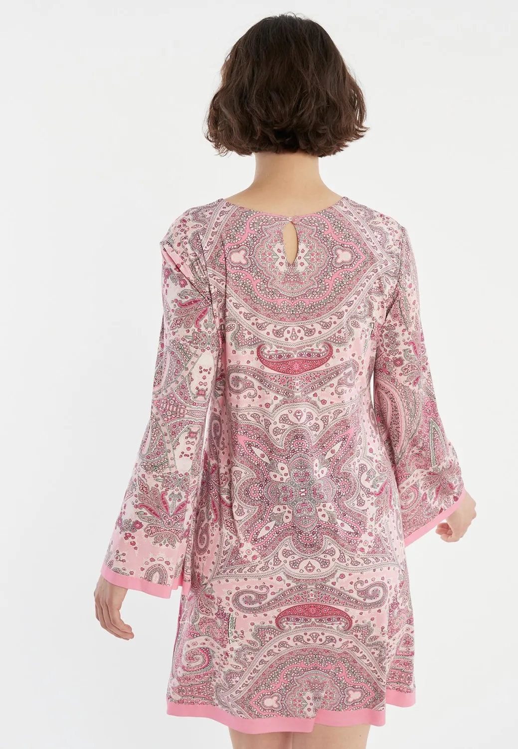 Ana Alcazar Zipia tunica jersey rosa maniche tromba