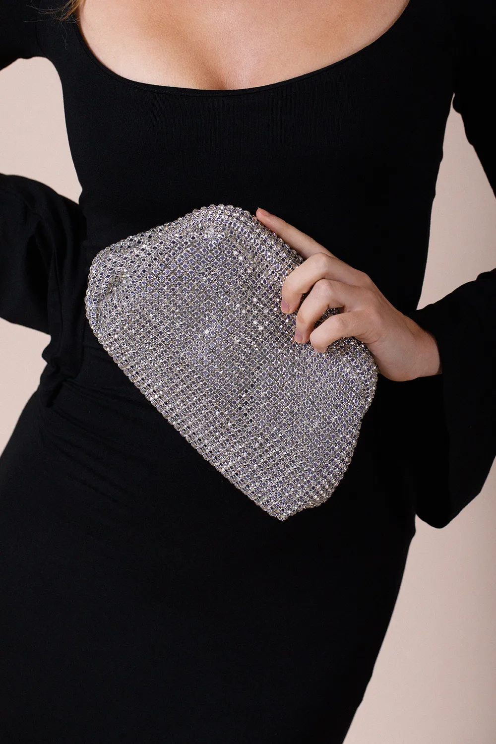 SVNX Crystal Pouch clutch argento pochette sera
