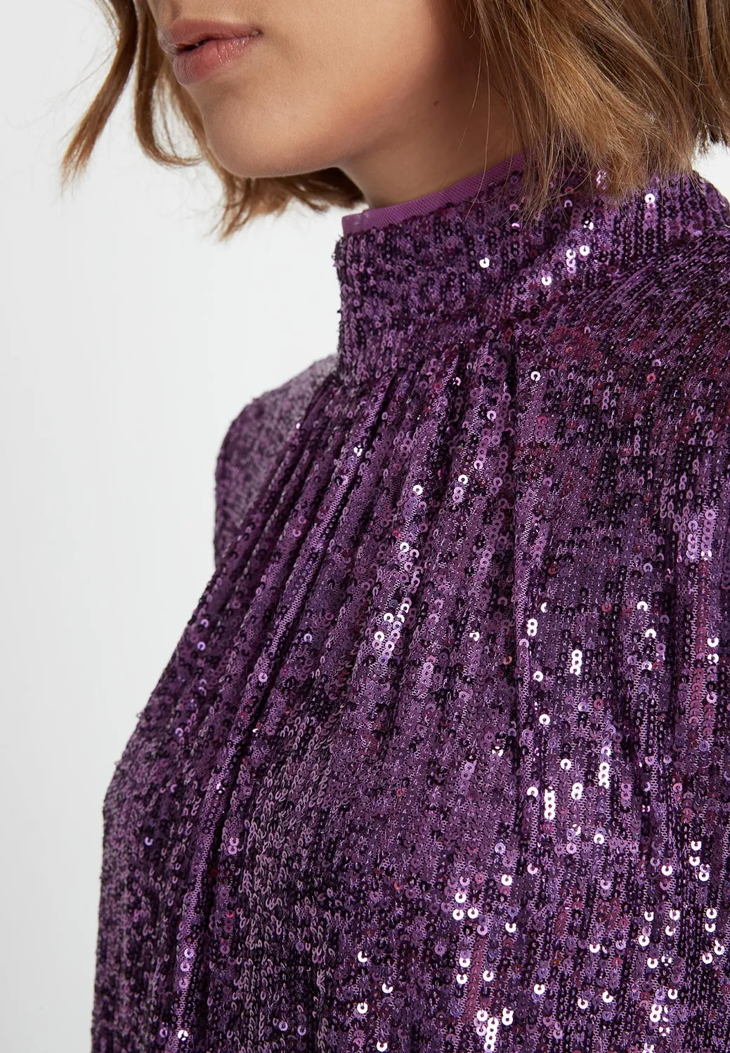 Ana Alcazar Salena abito paillettes viola