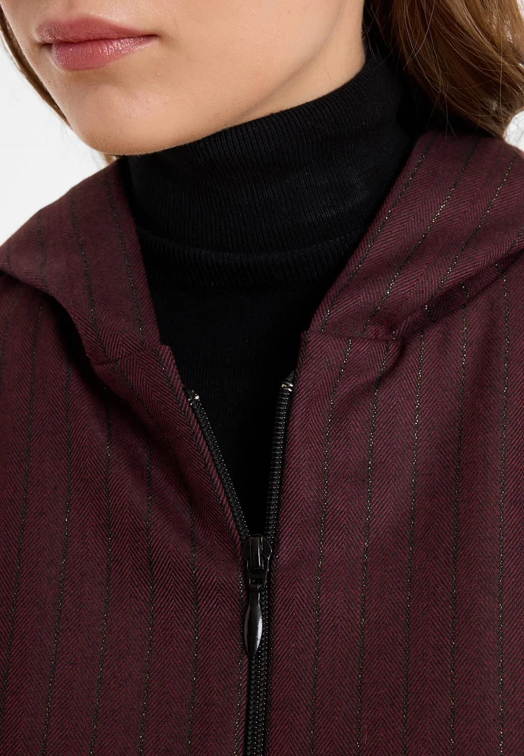 Ana Alcazar Adea giacca blouson bordeaux gessata