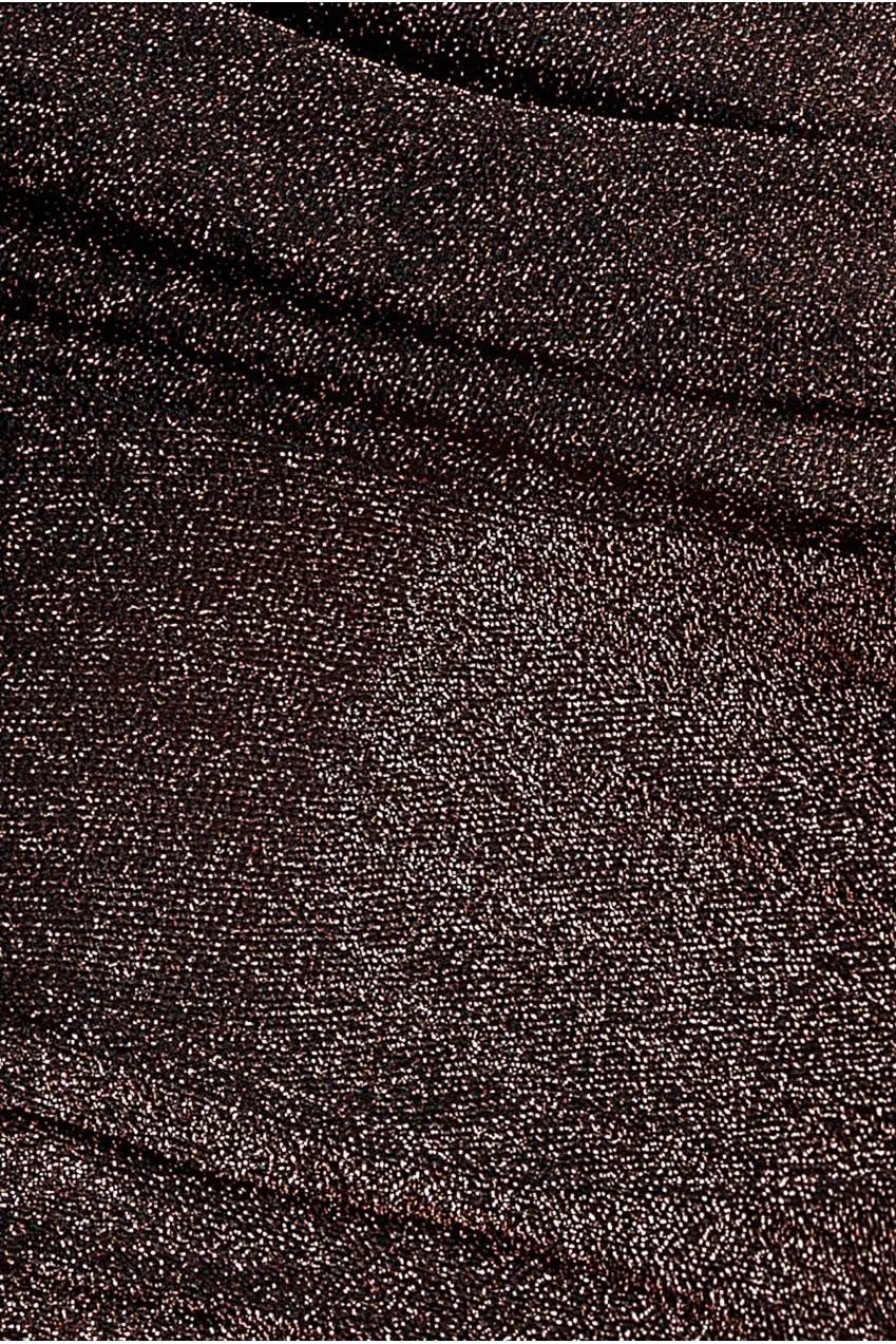 Goddiva Lurex Cowl vestito lungo bronzo spalle scoperte