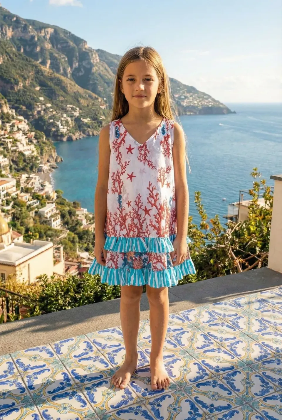 Antica Sartoria Everywhere FC046 abito bimba rosso cotone