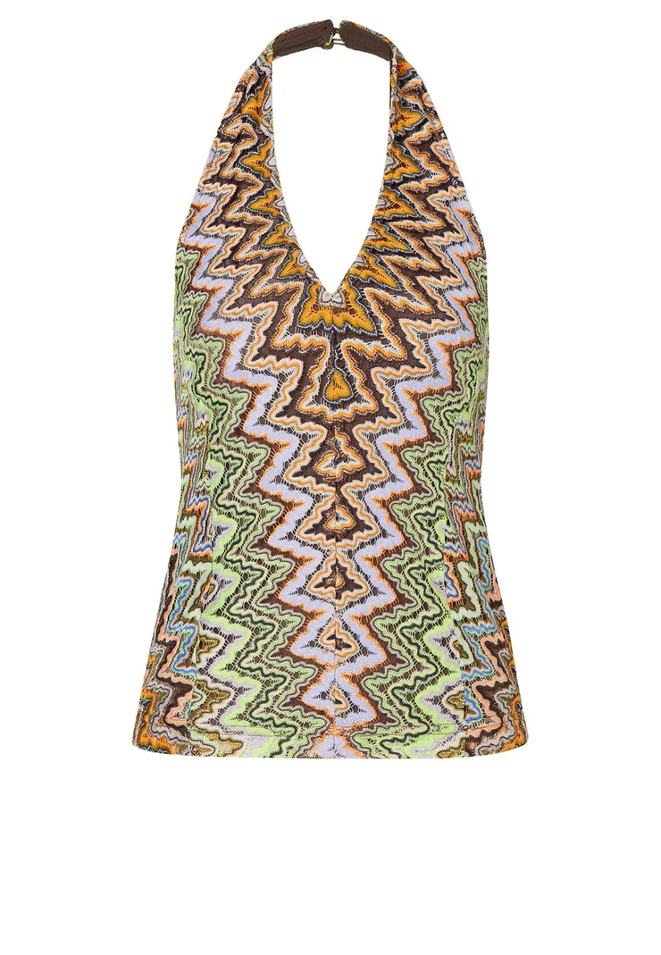 Ana Alcazar Paelie top halter maglia lime rosa collo alto