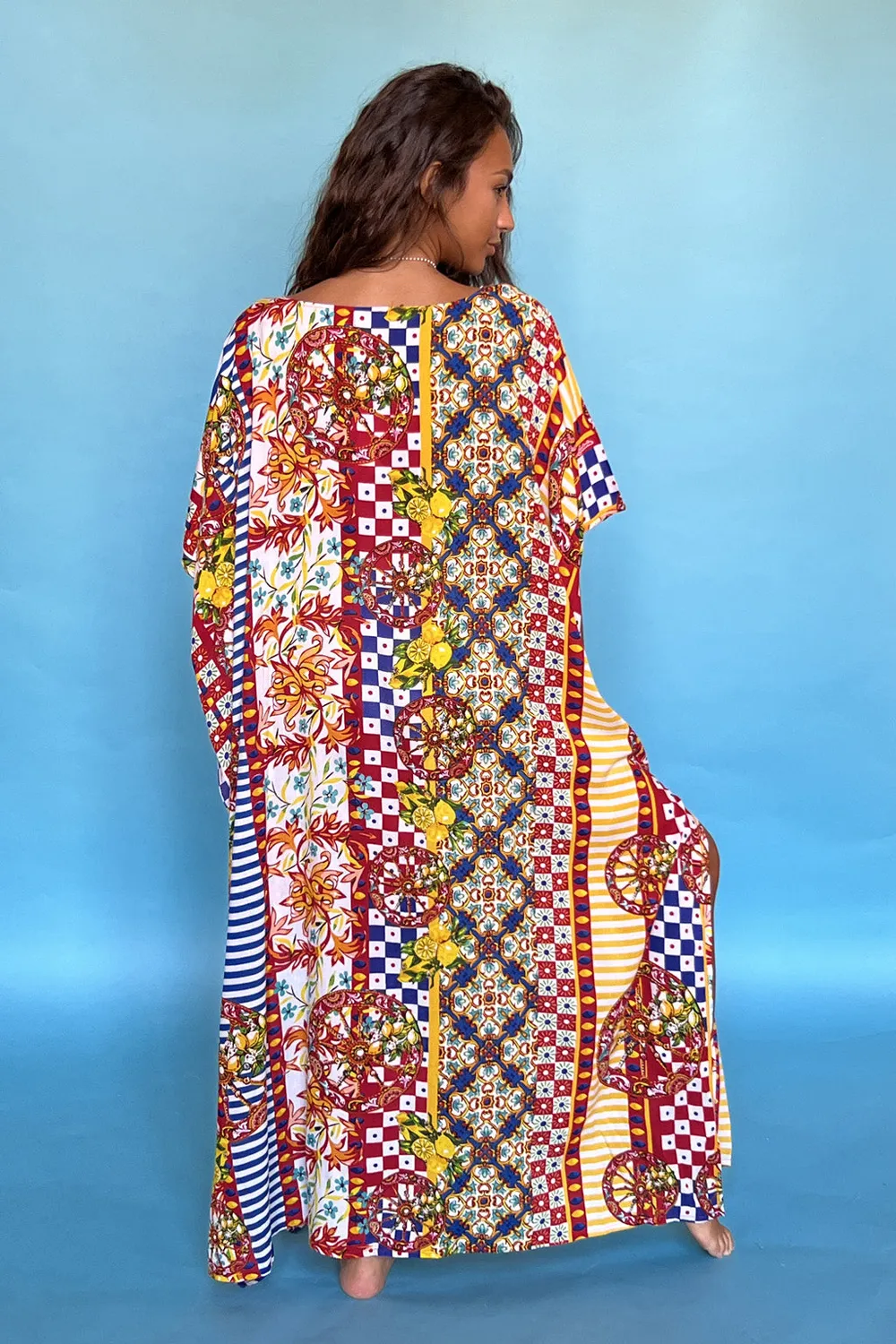 Antica Sartoria DV532 poncho lungo rosso in viscosa