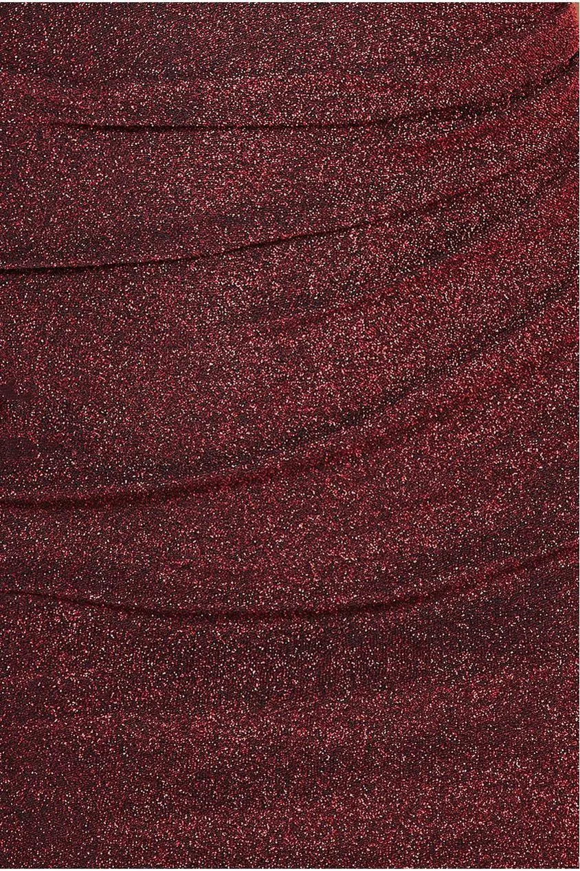 Goddiva Lurex Cowl abito midi rosso spalle scoperte 12