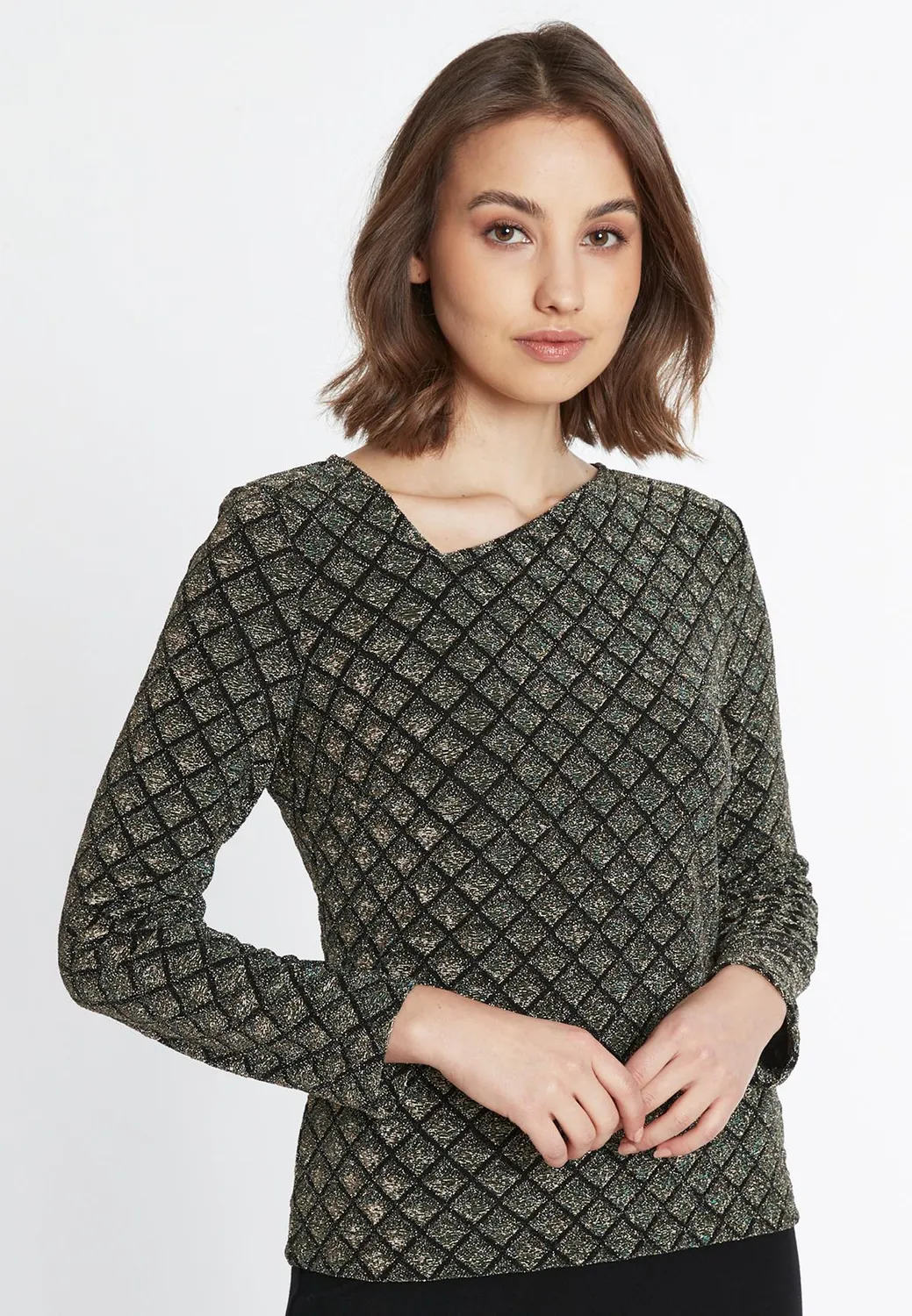 Ana Alcazar Sakony top lurex nero oro