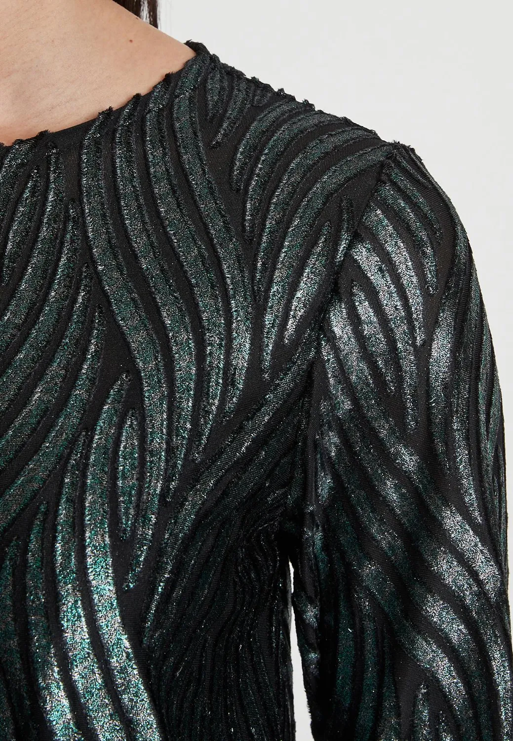 Ana Alcazar Ifina top velluto verde maniche lunghe