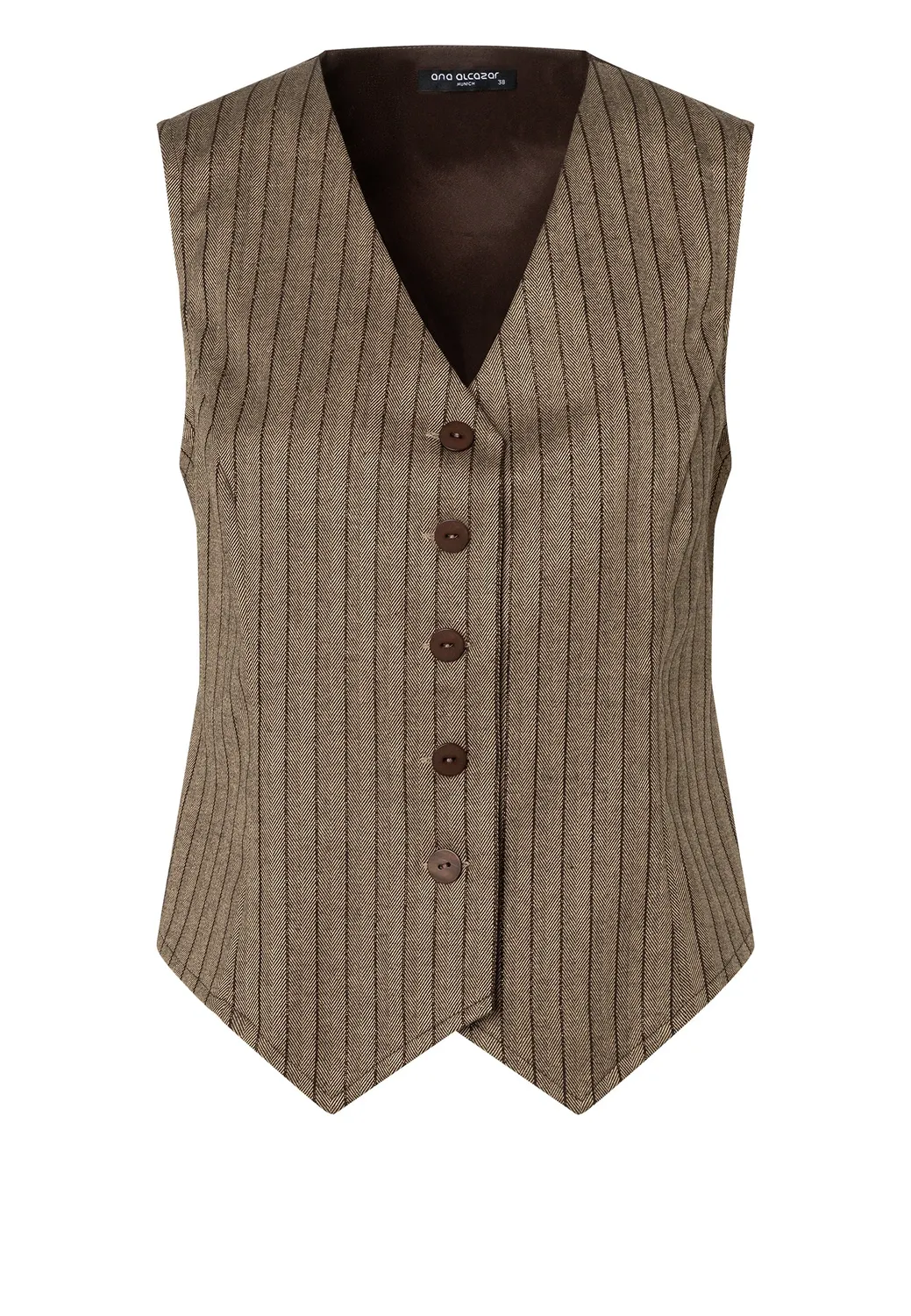 Ana Alcazar Enlivaris gilet gessato marrone