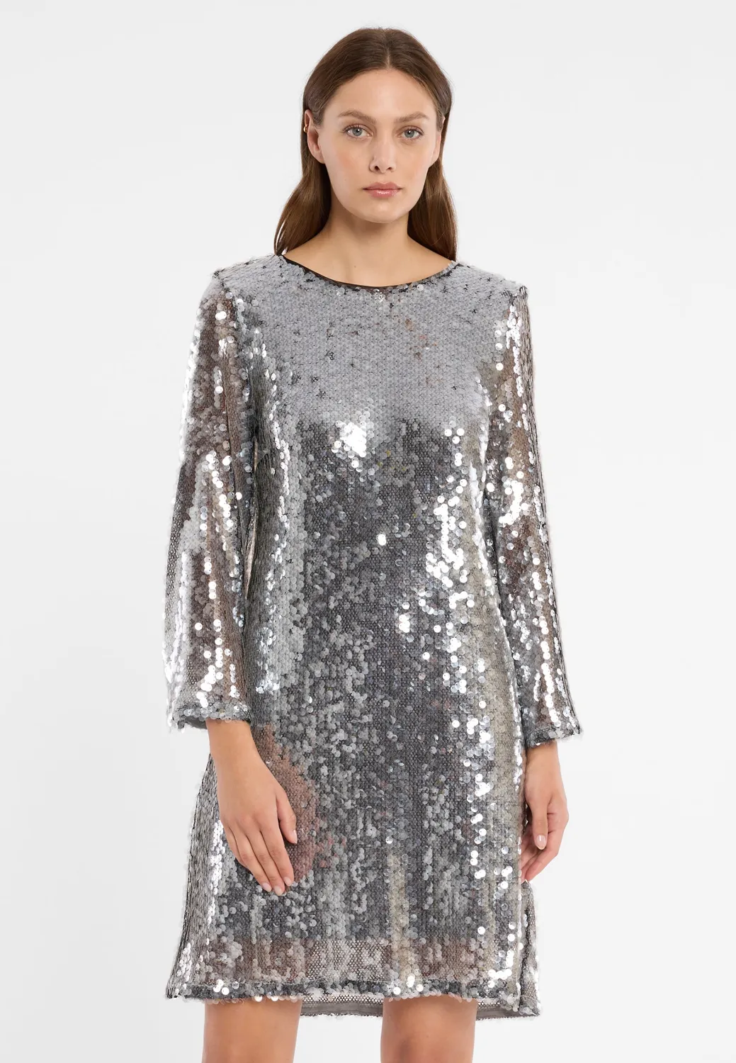 Ana Alcazar Abda abito paillettes argento corto