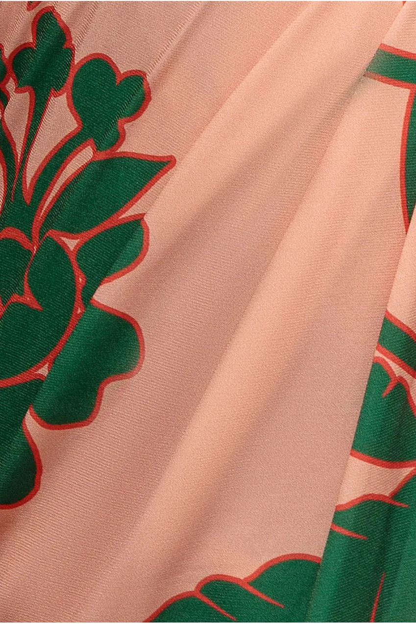 Goddiva Crossover abito maxi verde stampa floreale