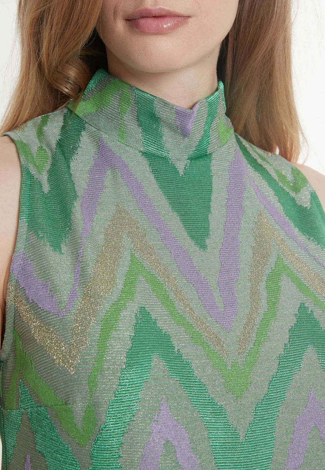 Ana Alcazar Pitras top halter lurex verde