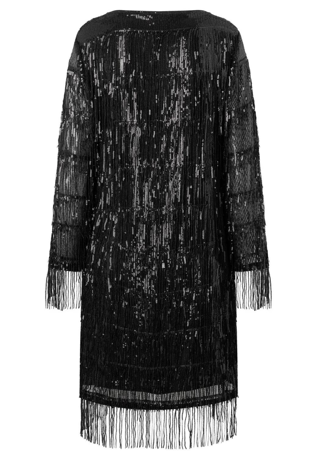 Ana Alcazar Tabea abito cocktail nero frange paillettes