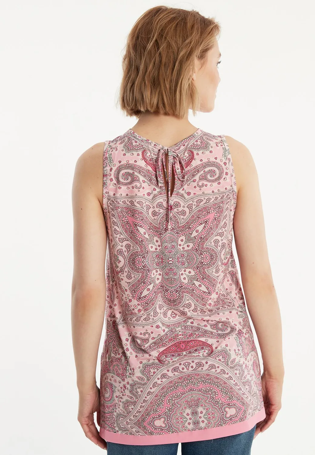Ana Alcazar Zipola top lungo jersey paisley rosa