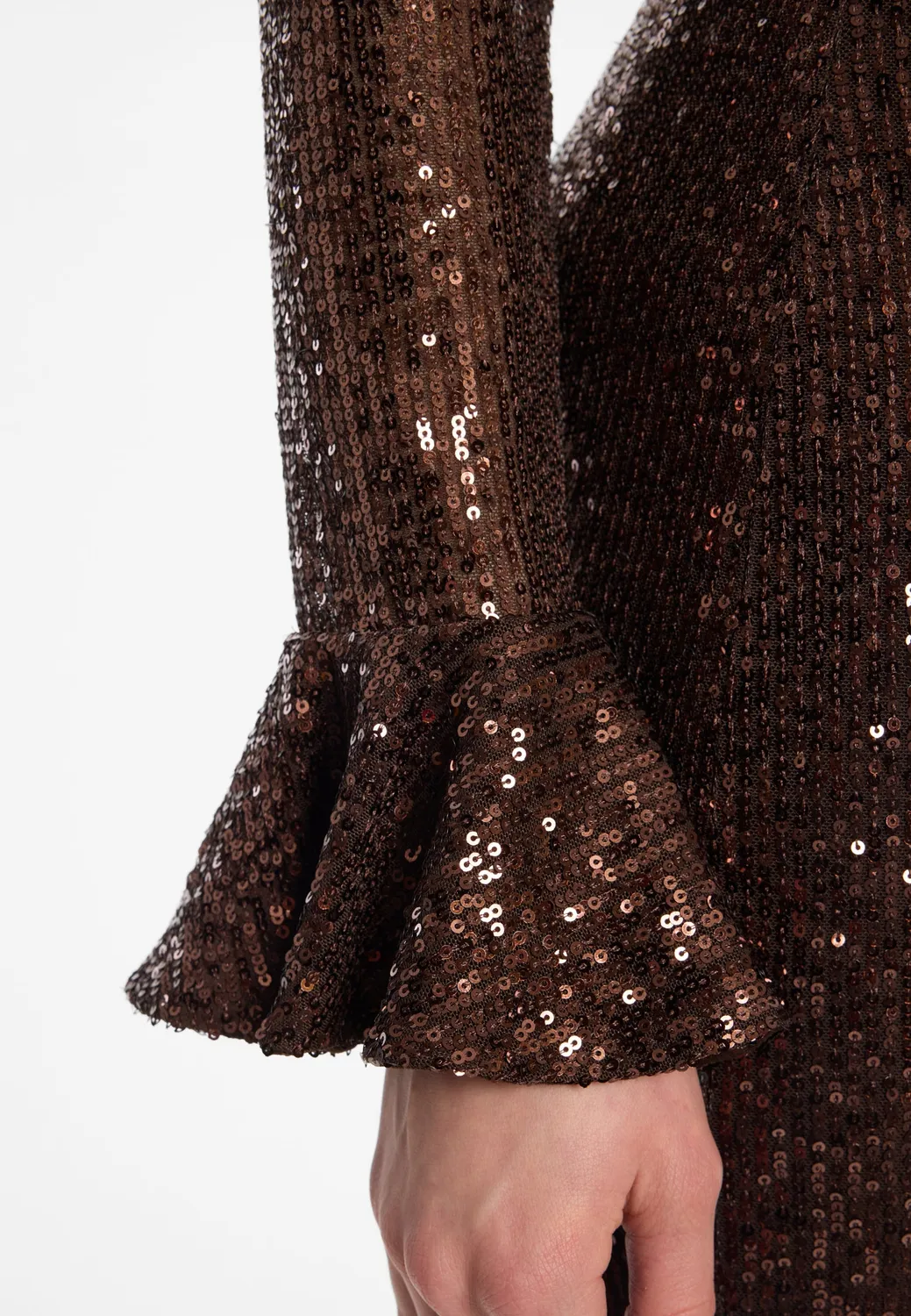 Ana Alcazar Evanie abito paillettes bronzo stretch