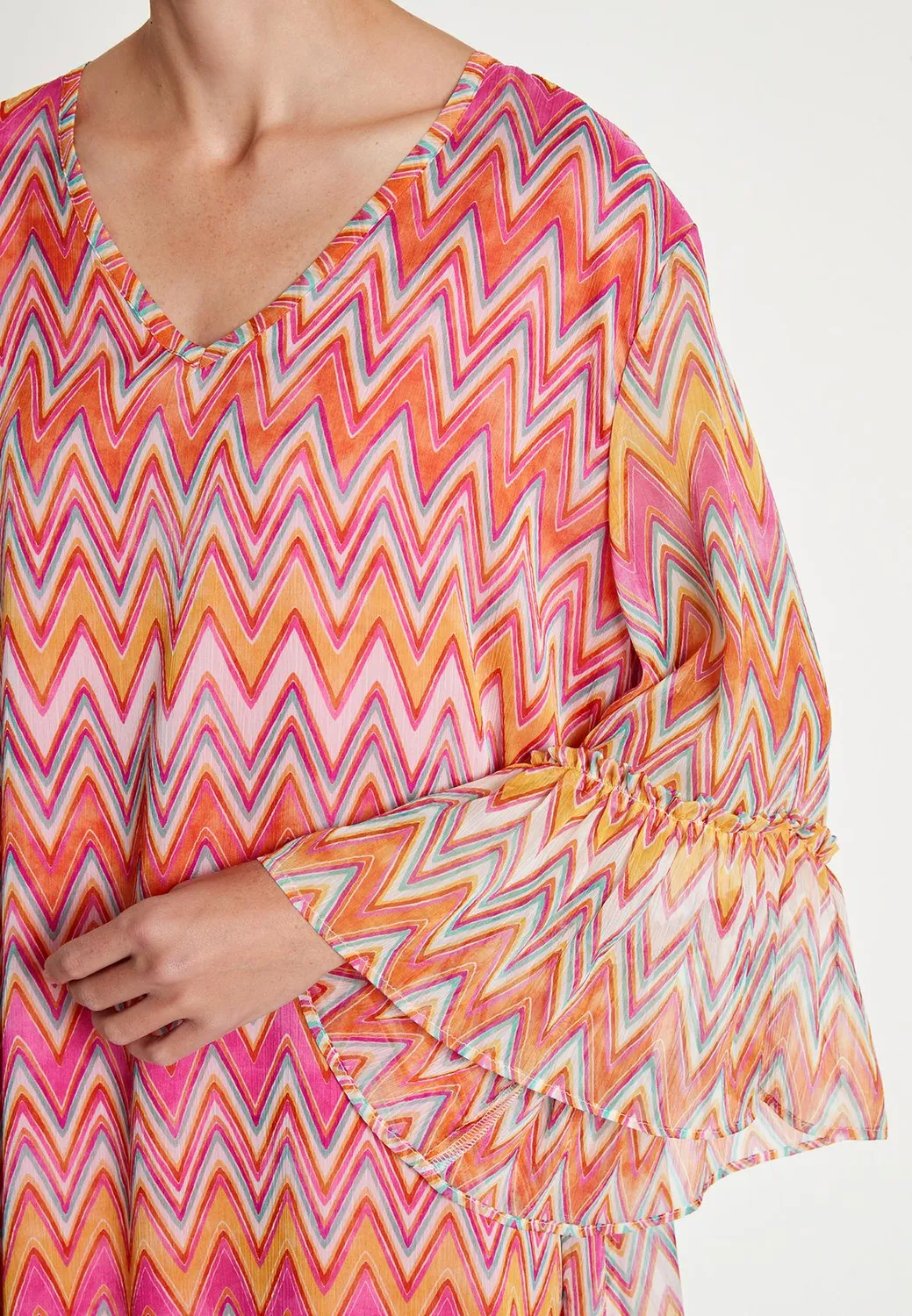 Ana Alcazar Libea abito chiffon fantasia scollo V