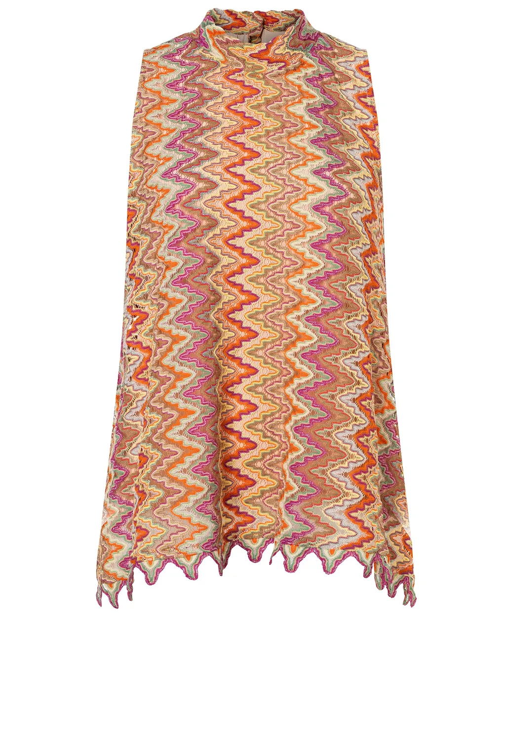 Ana Alcazar Dumea top svasato arancione maglia zigzag