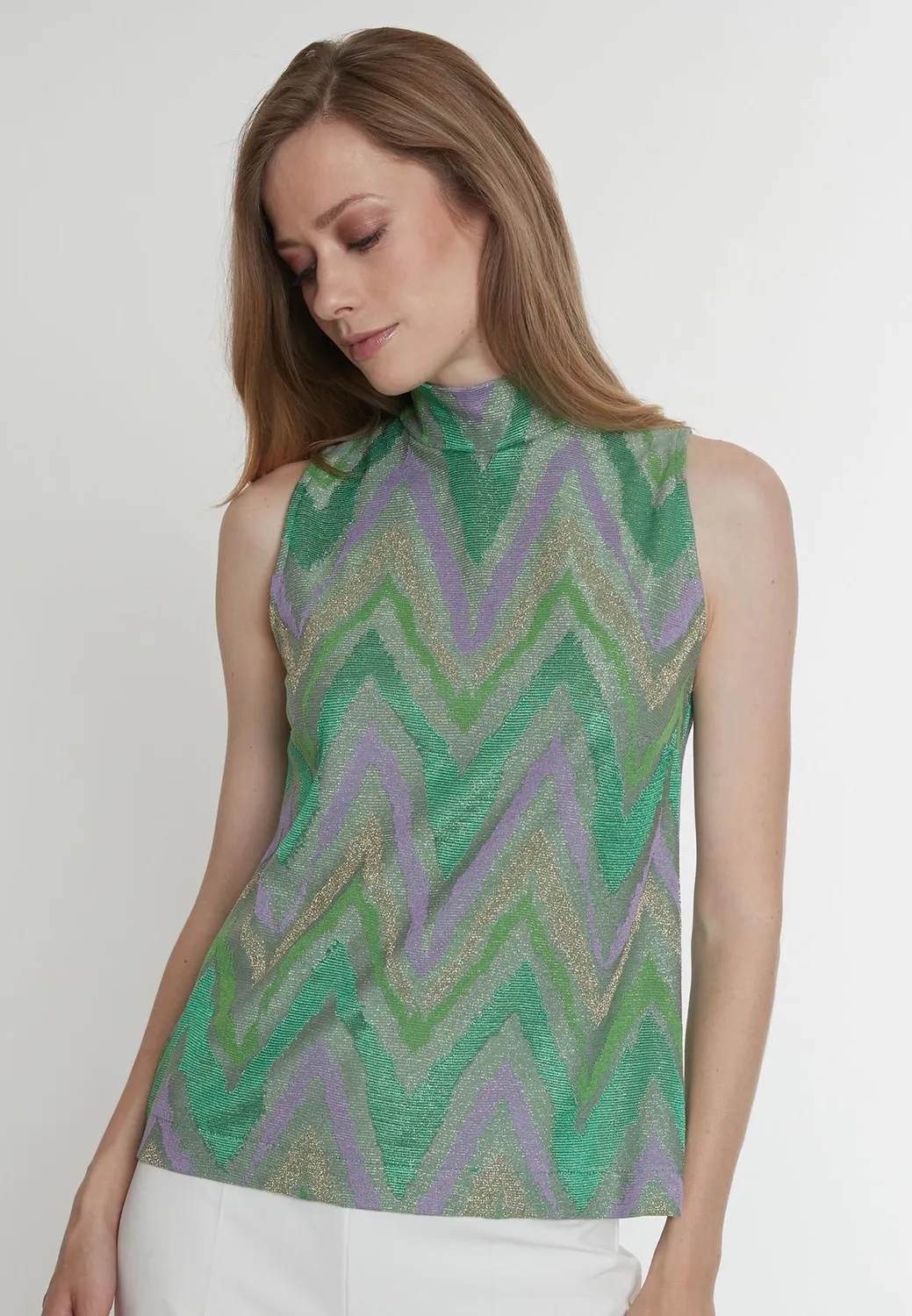 Ana Alcazar Pitras top halter lurex verde